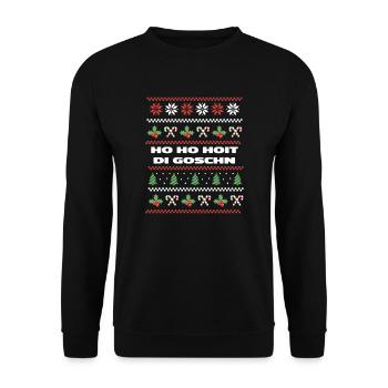 Weihnachten Spruch Humor Ho Ho Hoit Di Goschn - Unisex Pullover - Schwarz - Vorne - Alina (178cm) & Michal (187cm)