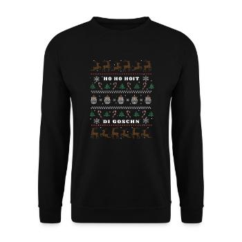 Weihnachten Spruch Humor Ho Ho Hoit Di Goschn - Unisex Pullover - Schwarz - Vorne - Alina (178cm) & Michal (187cm)