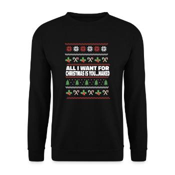 Weihnachten Tout ce que je veux pour Noël, c’est toi nu - Sweat-shirt Unisexe - noir - Devant - Alina (178cm) & Michal (187cm)