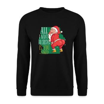 Weihnachten All I Want For Christmas Is You Naked - Unisex Pullover - Schwarz - Vorne - Alina (178cm) & Michal (187cm)