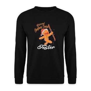 Weihnachten Humor Official Christmas Cookie Tester - Unisex Pullover - Schwarz - Vorne - Alina (178cm) & Michal (187cm)