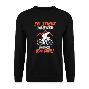 50. Geburtstag Radfahrer Fahrrad Geschenkidee - Unisex Pullover - Schwarz - Vorne - Alina (178cm) & Michal (187cm)