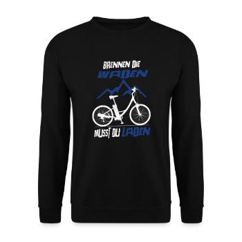 Brennen Die Waden Musst Du Laden E-Bike Fahrrad - Unisex Pullover - Schwarz - Vorne - Alina (178cm) & Michal (187cm)