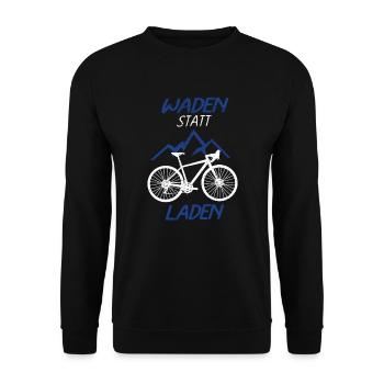 Waden Statt Laden Fahrradfahrer Geschenkidee - Unisex Pullover - Schwarz - Vorne - Alina (178cm) & Michal (187cm)