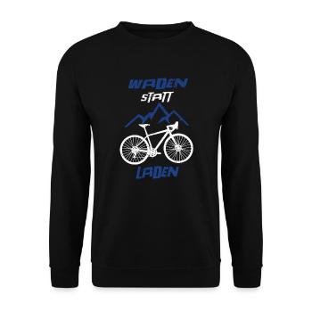 Fahrradfahrer Waden Statt Laden Geschenkidee - Unisex Pullover - Schwarz - Vorne - Alina (178cm) & Michal (187cm)