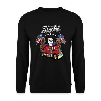 keep on truckin trucker - Unisex Sweatshirt - black - Front - Alina (178cm) & Michal (187cm)