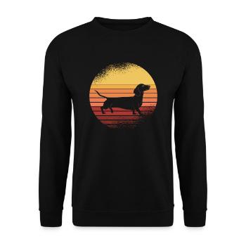 Dackel Hundehalter Hundebesitzer Geschenkidee - Unisex Pullover - Schwarz - Vorne - Alina (178cm) & Michal (187cm)