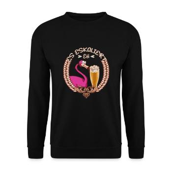 Party Spruch Trinkspruch Es Eskaliert Eh Flamingo - Unisex Pullover - Schwarz - Vorne - Alina (178cm) & Michal (187cm)
