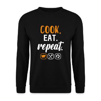 Cook Hobby Chef Cook Cook Eat Repeat Gift Idea - Unisex Sweatshirt - black - Front - Alina (178cm) & Michal (187cm)