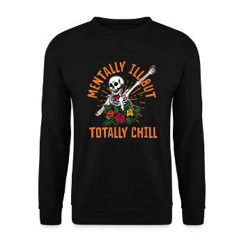 Squelette d’Halloween Maladie mentale mais totalement froid - Sweat-shirt Unisexe - noir - Devant - Alina (178cm) & Michal (187cm)