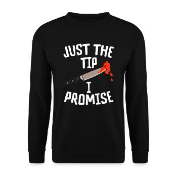 Halloween Männer Just The Tip I Promise - Unisex Pullover - Schwarz - Vorne - Alina (178cm) & Michal (187cm)