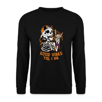 Halloween Skeleton Rock Music Till I Die - Sweat-shirt Unisexe - noir - Devant - Alina (178cm) & Michal (187cm)