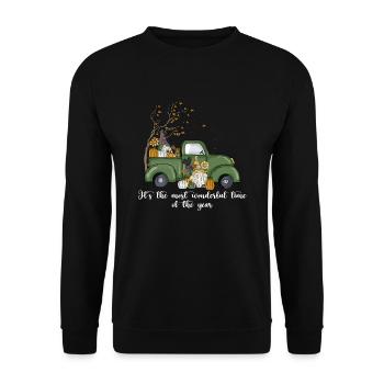Herbst It's The Most Wonderful Time of The Year - Unisex Pullover - Schwarz - Vorne - Alina (178cm) & Michal (187cm)