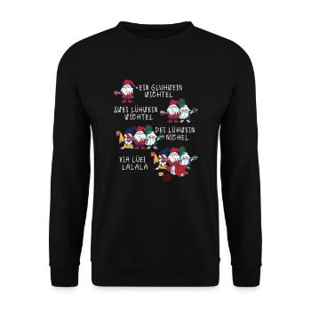 Weihnachten Humor Lustig Ein Glühwein Wichtel - Unisex Pullover - Schwarz - Vorne - Alina (178cm) & Michal (187cm)