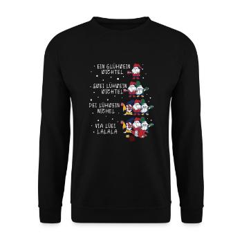 Weihnachten Humor Lustig Ein Glühwein Wichtel - Unisex Pullover - Schwarz - Vorne - Alina (178cm) & Michal (187cm)