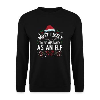 Christmas Most Likely To Be Mistaken As An Elf - Unisex Sweatshirt - black - Front - Alina (178cm) & Michal (187cm)