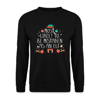 Christmas Most Likely To Be Mistaken As An Elf - Unisex Sweatshirt - black - Front - Alina (178cm) & Michal (187cm)