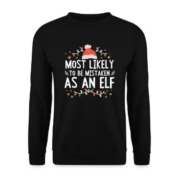 Christmas Most Likely To Be Mistaken As An Elf - Unisex Sweatshirt - black - Front - Alina (178cm) & Michal (187cm)
