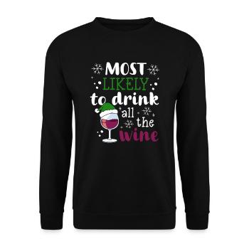 Le vin de Noël le plus susceptible de boire tout le vin - Sweat-shirt Unisexe - noir - Devant - Alina (178cm) & Michal (187cm)