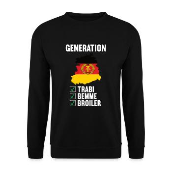 Generation Trabbi Bemme Broiler DDR Ddr-fernsehen - Unisex Pullover - Schwarz - Vorne - Alina (178cm) & Michal (187cm)
