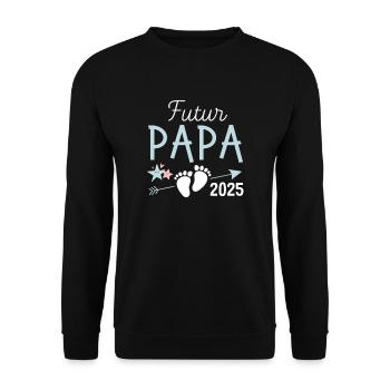 Futur Papa 2025 Cadeau Bientôt Père - Sweat-shirt Unisexe - noir - Devant - Alina (178cm) & Michal (187cm)