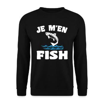 Ich fische nicht. Lustiges Fischergeschenk zum Angeln - Unisex Pullover - Schwarz - Vorne - Alina (178cm) & Michal (187cm)