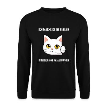 Katze Katzen Katzenliebhaber Lustige Katze Kater - Unisex Pullover - Schwarz - Vorne - Alina (178cm) & Michal (187cm)