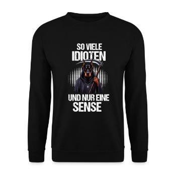 So Viele Idioten Dobermann Dobermannhalter - Unisex Pullover - Schwarz - Vorne - Alina (178cm) & Michal (187cm)