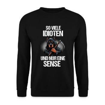 So Viele Idioten Dobermann Dobermannbesitzer - Unisex Pullover - Schwarz - Vorne - Alina (178cm) & Michal (187cm)