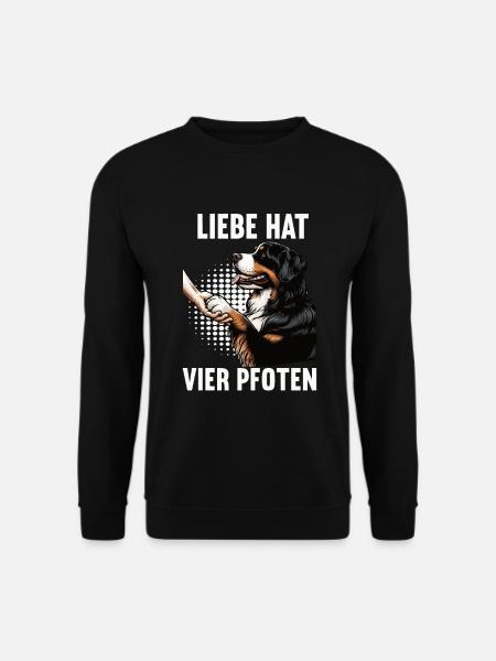 Liebe hat Vier Pfoten Berner Sennenhund Sennen - Unisex Pullover - Schwarz