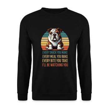 Every Snack you make English Bulldog Bully - Unisex Sweatshirt - black - Front - Alina (178cm) & Michal (187cm)
