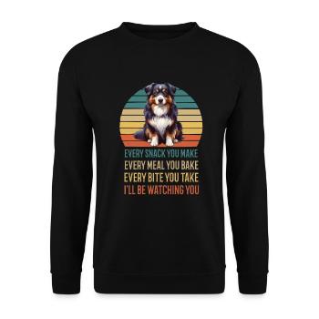 Every Snack you make Australian Shepherd Aussie - Unisex Pullover - Schwarz - Vorne - Alina (178cm) & Michal (187cm)