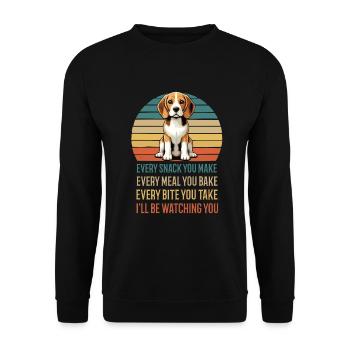 Every Snack You make Beagle Beaglebesitzer Hund - Unisex Pullover - Schwarz - Vorne - Alina (178cm) & Michal (187cm)