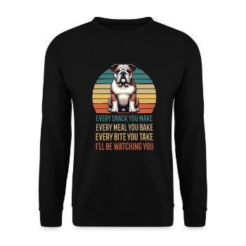 Every Snack you make English Bulldog Bully - Unisex Sweatshirt - black - Front - Alina (178cm) & Michal (187cm)