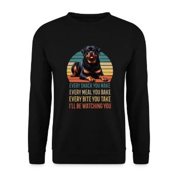 Every Snack you make Rottweiler Rottie Rotties - Unisex Pullover - Schwarz - Vorne - Alina (178cm) & Michal (187cm)