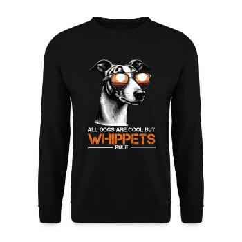 All Dogs are Cool Whippet Windhund Whippets - Unisex Pullover - Schwarz - Vorne - Alina (178cm) & Michal (187cm)
