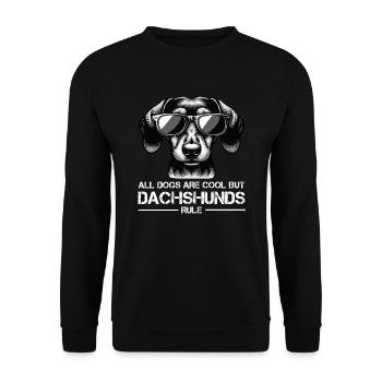 All dogs are cool Dackel Dachshund teckel tekkel - Unisex Pullover - Schwarz - Vorne - Alina (178cm) & Michal (187cm)