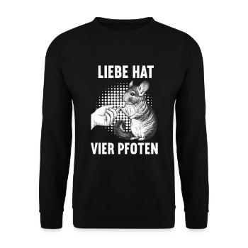 Liebe hat Vier Pfoten Chinchilla Chinchillas Nager - Unisex Pullover - Schwarz - Vorne - Alina (178cm) & Michal (187cm)