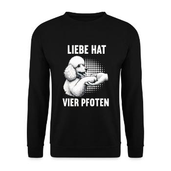 Liebe hat Vier Pfoten Pudel Pudelbesitzer Pudeln - Unisex Pullover - Schwarz - Vorne - Alina (178cm) & Michal (187cm)
