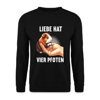 Liebe hat Vier Pfoten Meerschweinchen Meerschwein - Unisex Pullover - Schwarz - Vorne - Alina (178cm) & Michal (187cm)