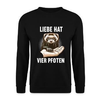 Liebe hat Vier Pfoten Frettchen Frettchenhalter - Unisex Pullover - Schwarz - Vorne - Alina (178cm) & Michal (187cm)