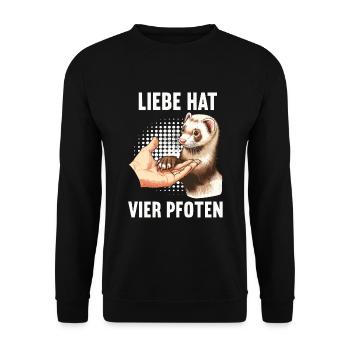 Liebe hat Vier Pfoten Frettchen Frettchenhalter - Unisex Pullover - Schwarz - Vorne - Alina (178cm) & Michal (187cm)