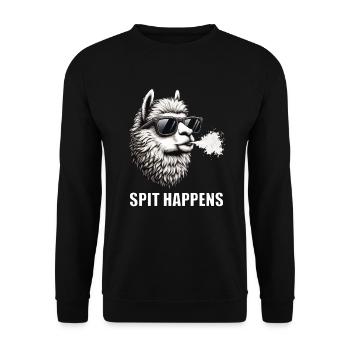 Spit Happens lama Alpaka lamas Alpakabesitzer - Unisex Pullover - Schwarz - Vorne - Alina (178cm) & Michal (187cm)