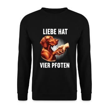 Liebe hat Vier Pfoten Magyar Vizsla Magyar Vizslas - Unisex Pullover - Schwarz - Vorne - Alina (178cm) & Michal (187cm)