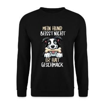 Mein Hund Beisst Nicht Border Collie Hütehund - Unisex Pullover - Schwarz - Vorne - Alina (178cm) & Michal (187cm)