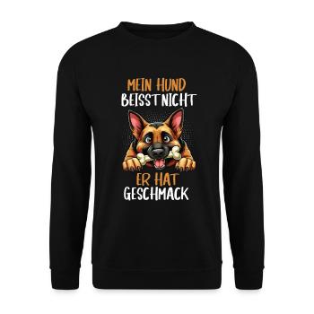 Mein Hund Beisst Nicht Deutscher Schäferhund - Unisex Pullover - Schwarz - Vorne - Alina (178cm) & Michal (187cm)
