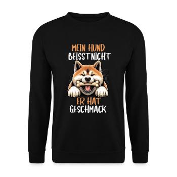 Mein Hund Beisst Nicht Akita Akitabesitzer Akitas - Unisex Pullover - Schwarz - Vorne - Alina (178cm) & Michal (187cm)