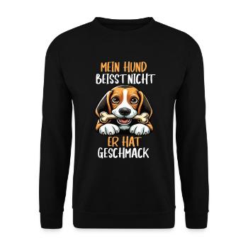 Mein Hund Beisst Nicht Beagle Beaglebesitzer Beagl - Unisex Pullover - Schwarz - Vorne - Alina (178cm) & Michal (187cm)