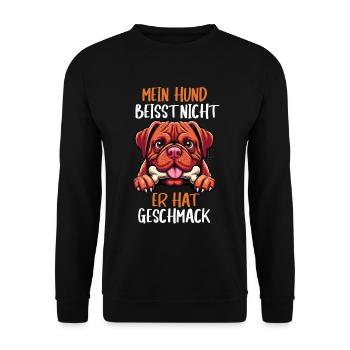 Mein Hund Beisst Nicht Bordeaux Dogge Bordeauxs - Unisex Pullover - Schwarz - Vorne - Alina (178cm) & Michal (187cm)