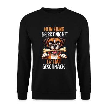Mein Hund Beisst Nicht Boxer Boxerhalter Boxerhund - Unisex Pullover - Schwarz - Vorne - Alina (178cm) & Michal (187cm)